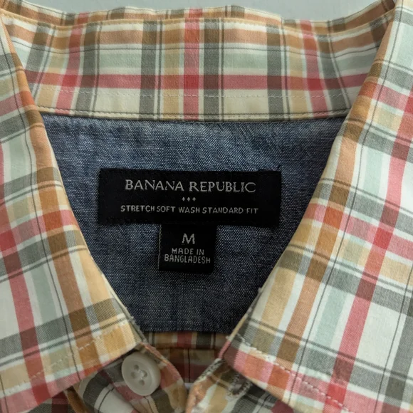 Banana Republic Beige Plaid Casual Button Down Shirt - Picture 2 of 5
